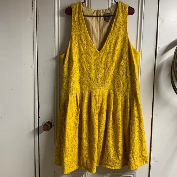Vince Camuto | Dresses | Vince Camuto Yellow Lace Fit Flare Dress | Poshmark Vince Camuto | Dresses | Vince Camuto Yellow Lace Fit Flare Dress | Poshmark